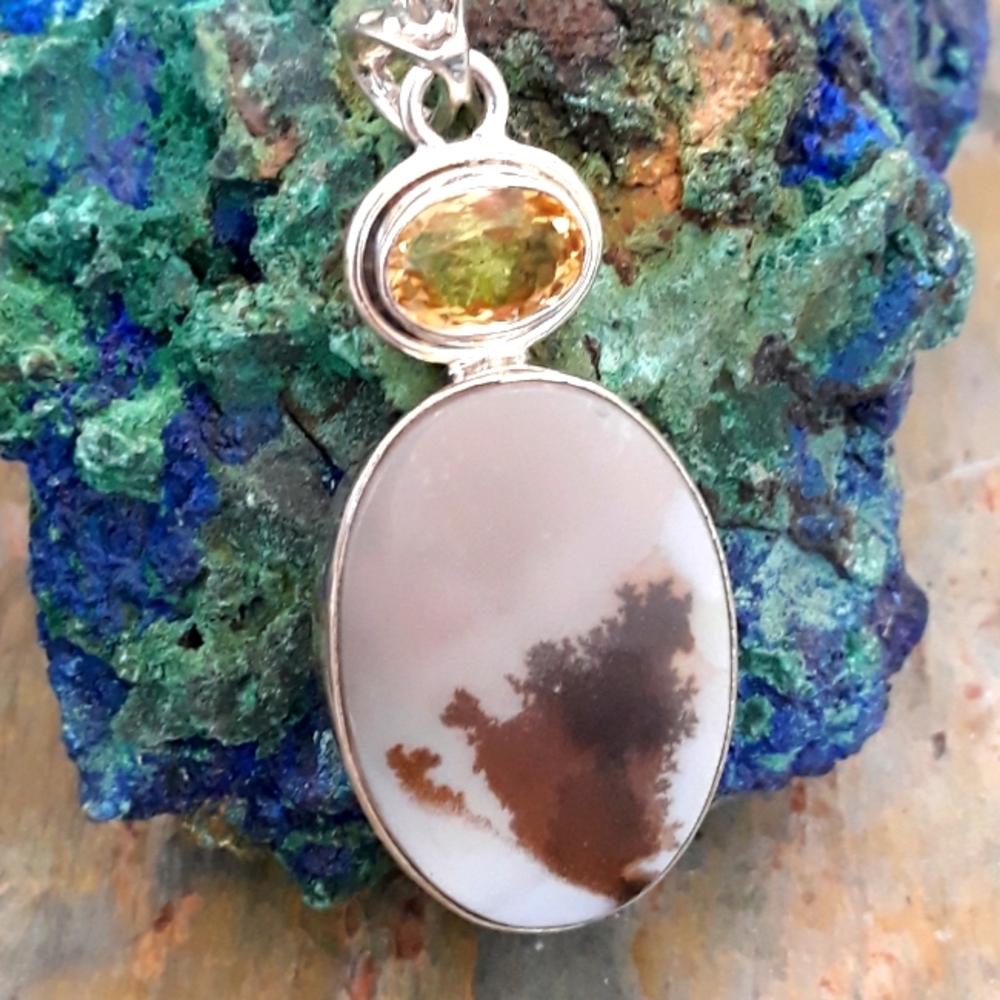 Scenic Dendritic Agate Sterling Silver Pendant
